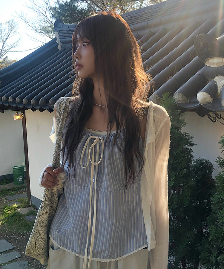 ストライプシャーリングキャミソール SKY BLUE