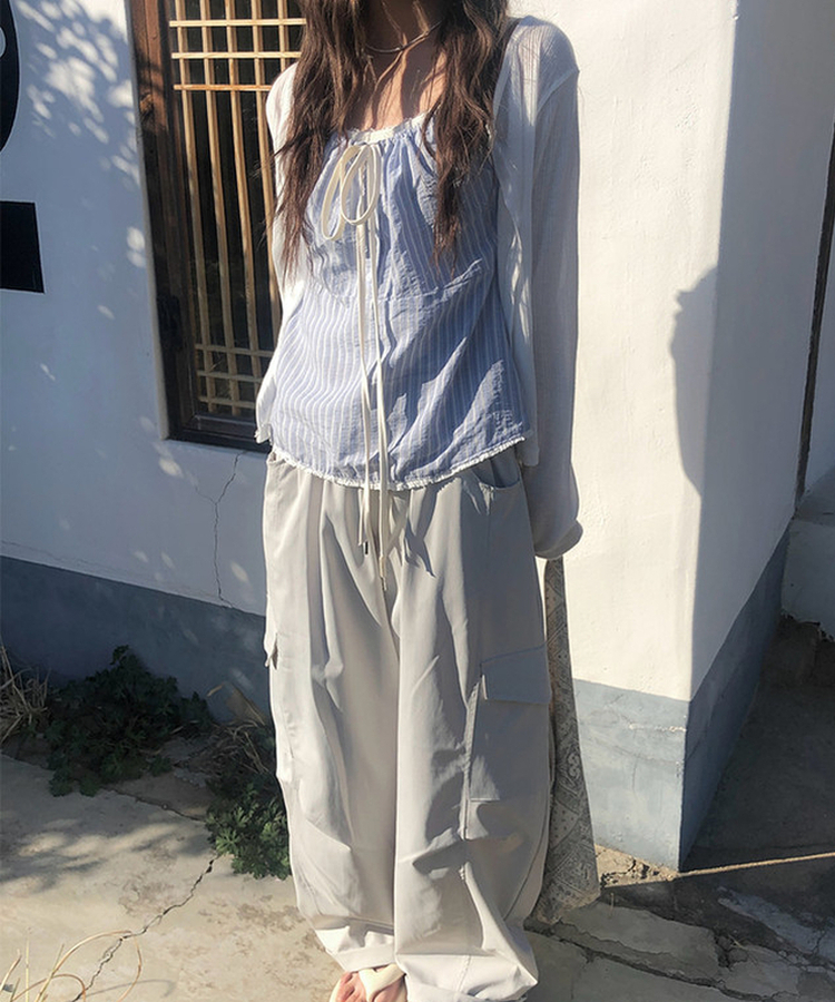 ストライプシャーリングキャミソール SKY BLUE