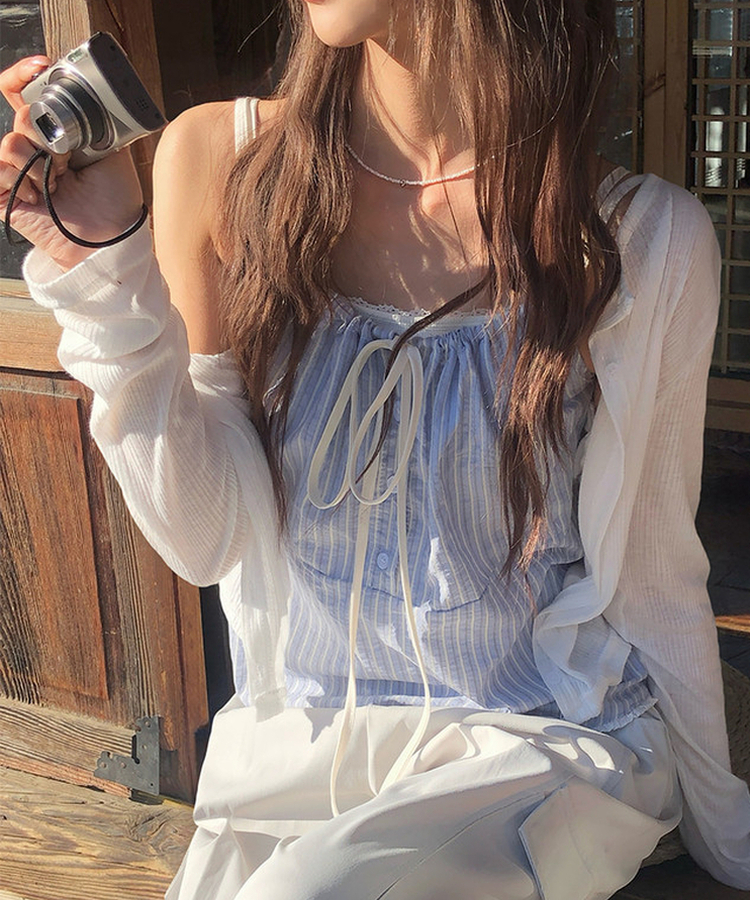 ストライプシャーリングキャミソール SKY BLUE