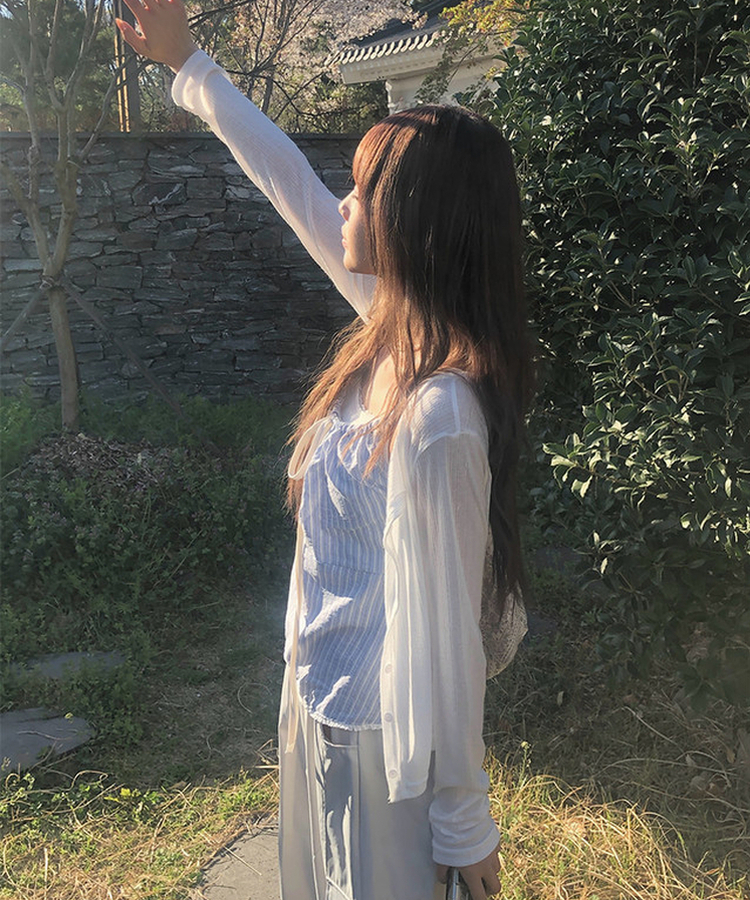 シースルーリブカーディガン IVORY