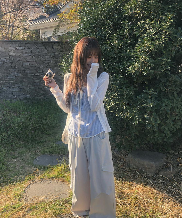 シースルーリブカーディガン IVORY