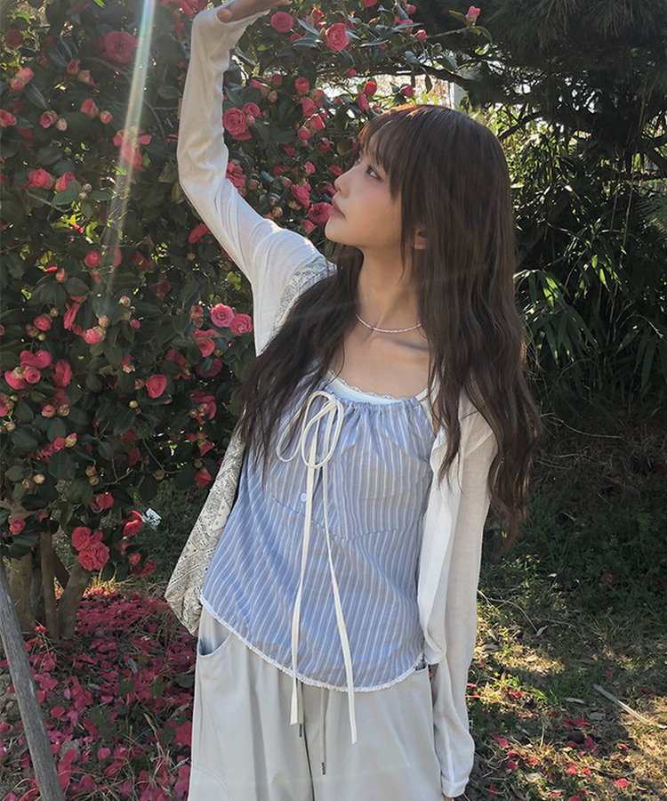 シースルーリブカーディガン IVORY