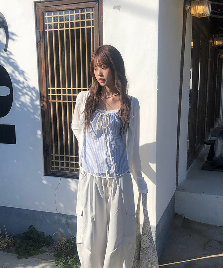 シースルーリブカーディガン IVORY