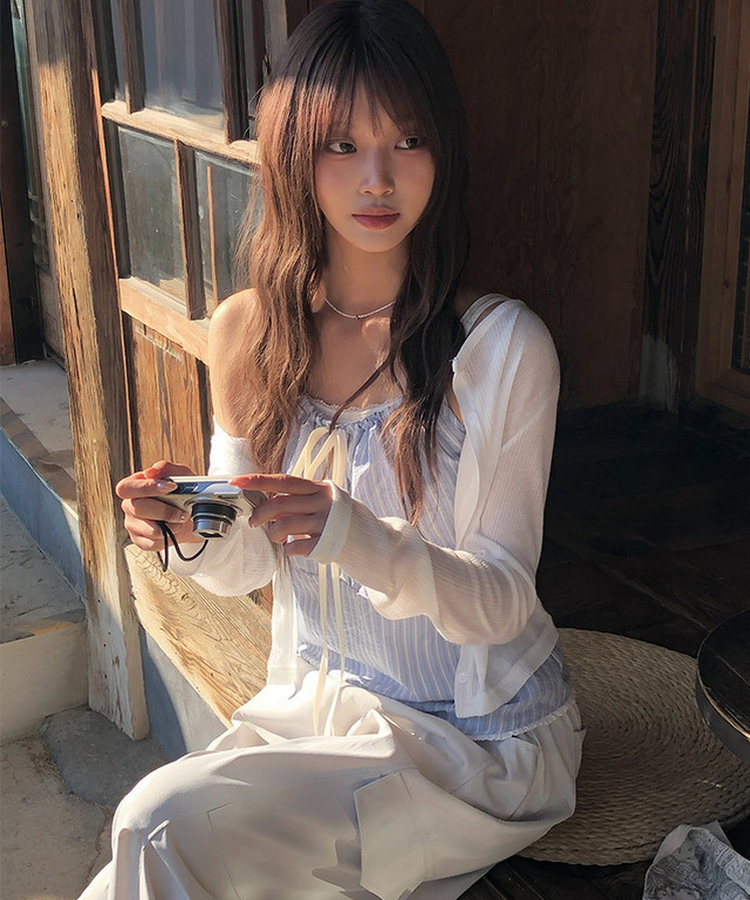 シースルーリブカーディガン IVORY