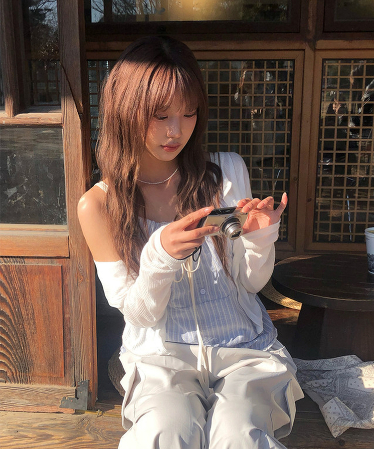 シースルーリブカーディガン IVORY