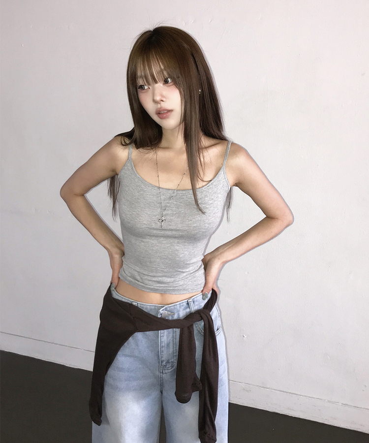 ベーシックストラップキャミソール(8color) MERANGE GRAY