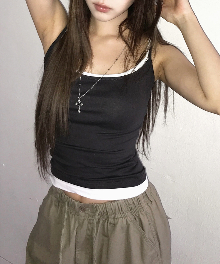 ベーシックストラップキャミソール(8color) CHARCOAL