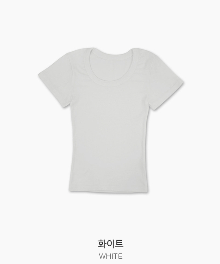 Uネックスリム半袖Tシャツ(6color)