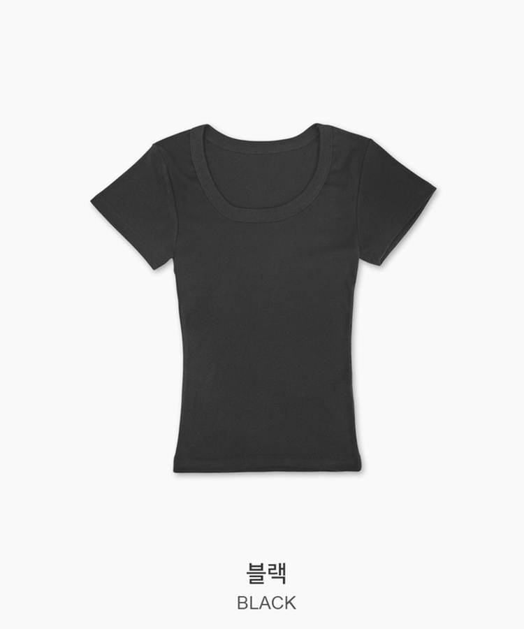 Uネックスリム半袖Tシャツ(6color)