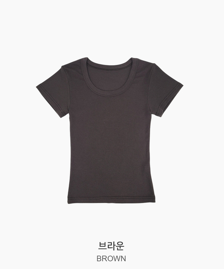 Uネックスリム半袖Tシャツ(6color)