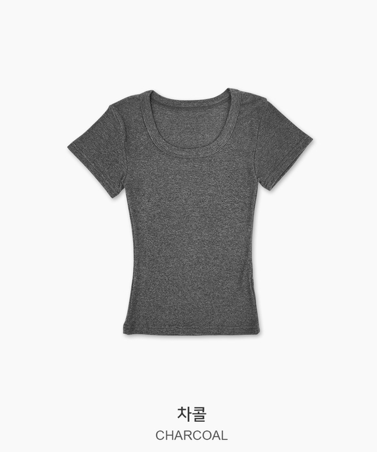 Uネックスリム半袖Tシャツ(6color)