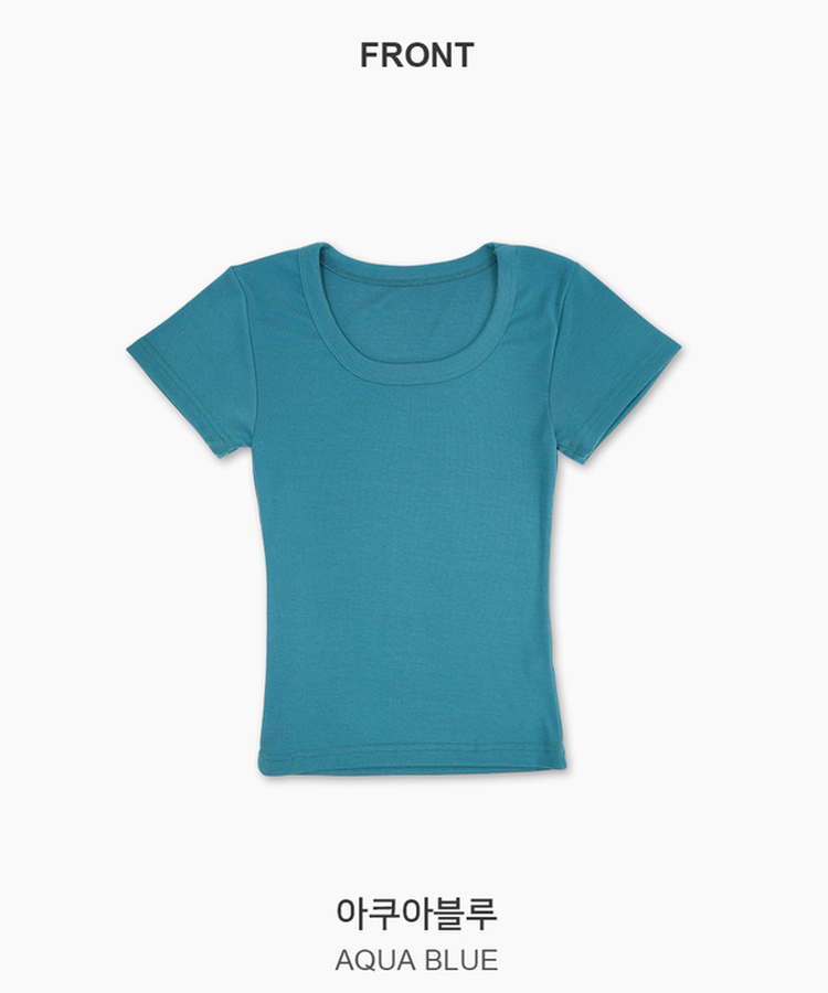 Uネックスリム半袖Tシャツ(6color)