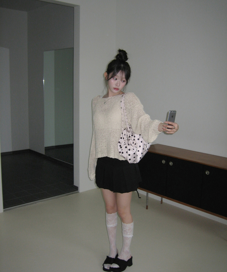 ラウンドドットミニバッグ CREAM