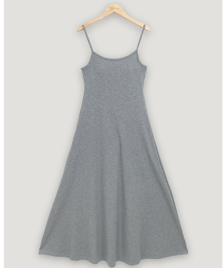 【カップ付き】キャミソールロングスリムワンピース