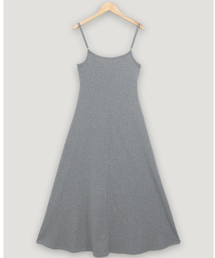 【カップ付き】キャミソールロングスリムワンピース