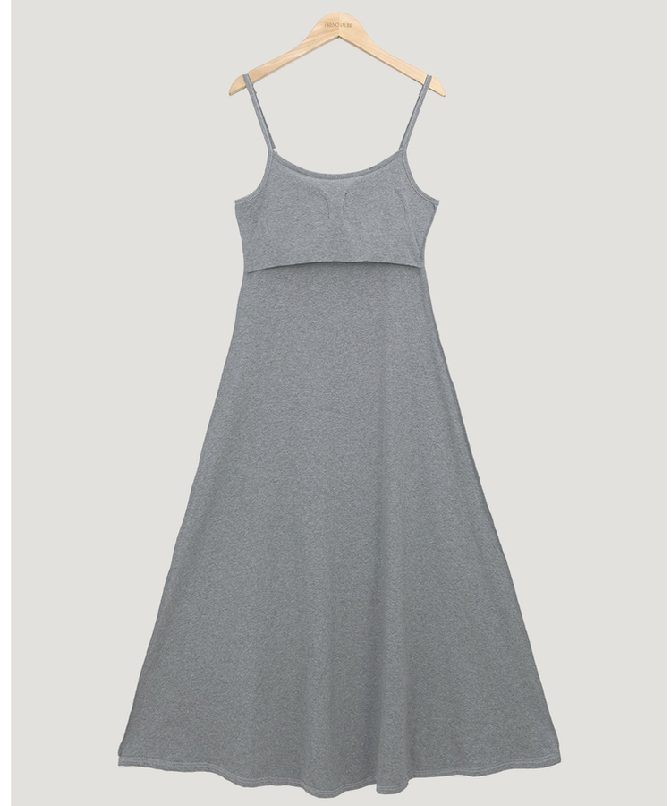 【カップ付き】キャミソールロングスリムワンピース