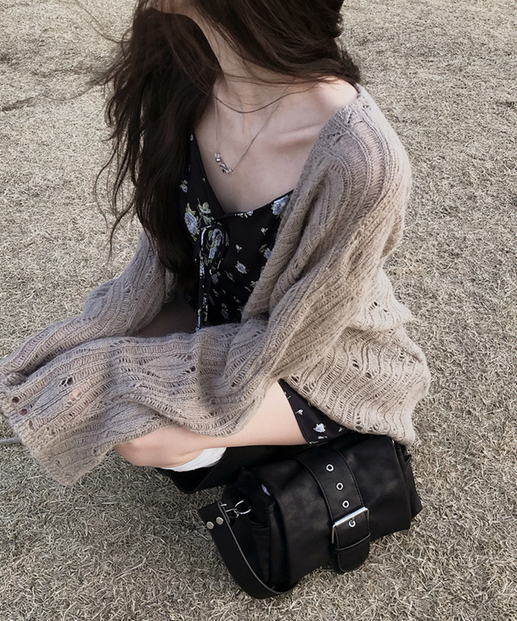 シースルールーズニットカーディガン BEIGE