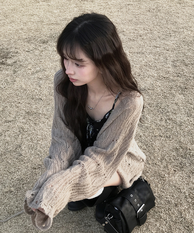 シースルールーズニットカーディガン BEIGE
