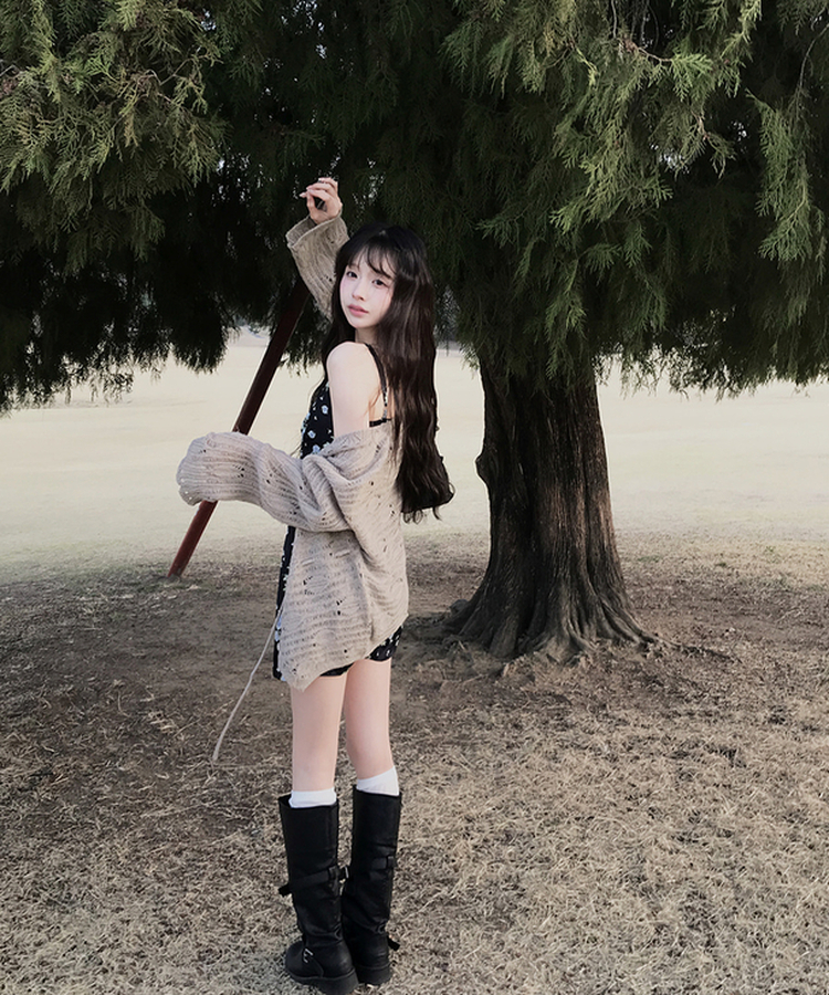 シースルールーズニットカーディガン BEIGE