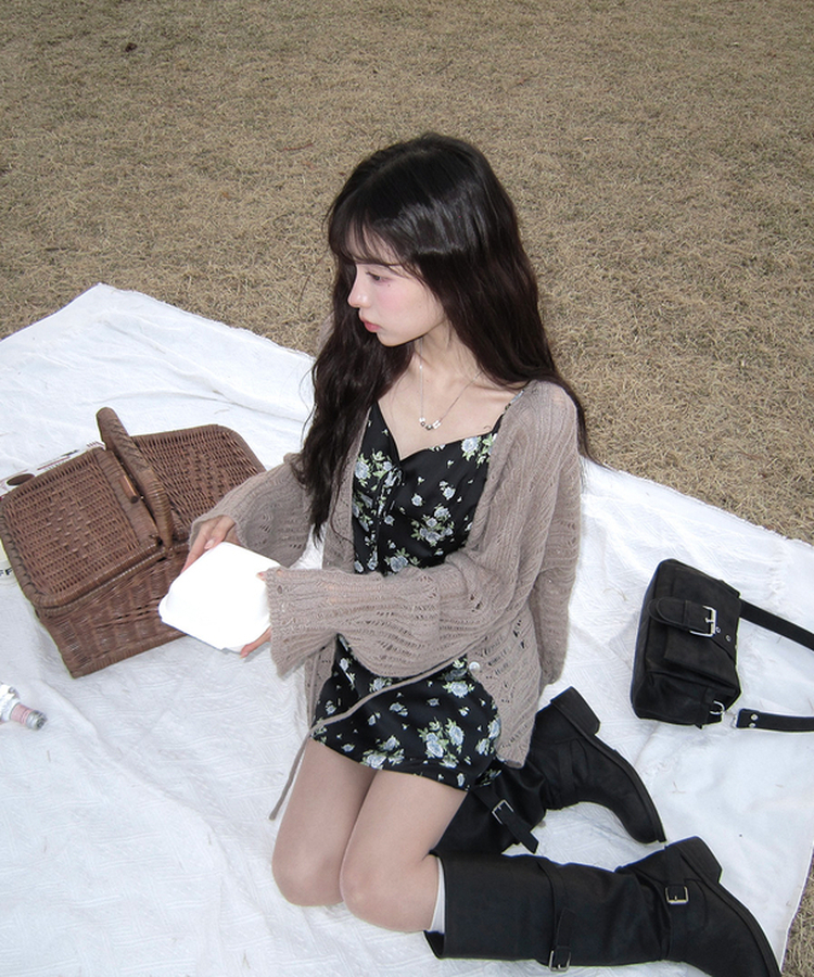 シースルールーズニットカーディガン BEIGE