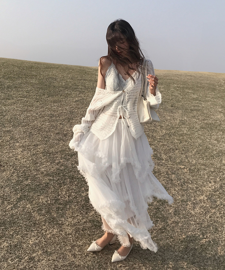 シースルールーズニットカーディガン IVORY