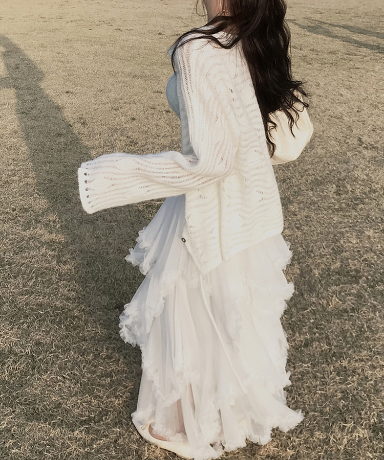 シースルールーズニットカーディガン IVORY