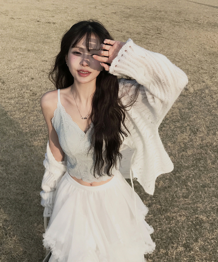 シースルールーズニットカーディガン IVORY