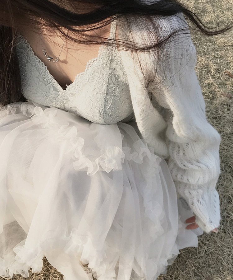 シースルールーズニットカーディガン IVORY