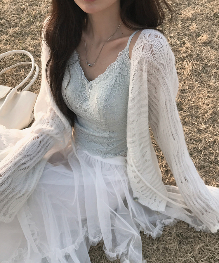 シースルールーズニットカーディガン IVORY