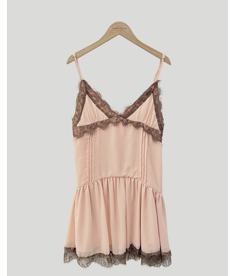 レーススリップフレアワンピース