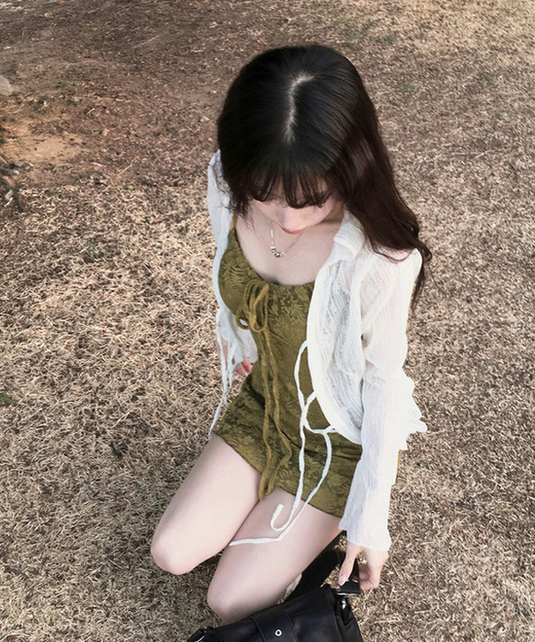 フラワーストラップシースルーブラウス IVORY