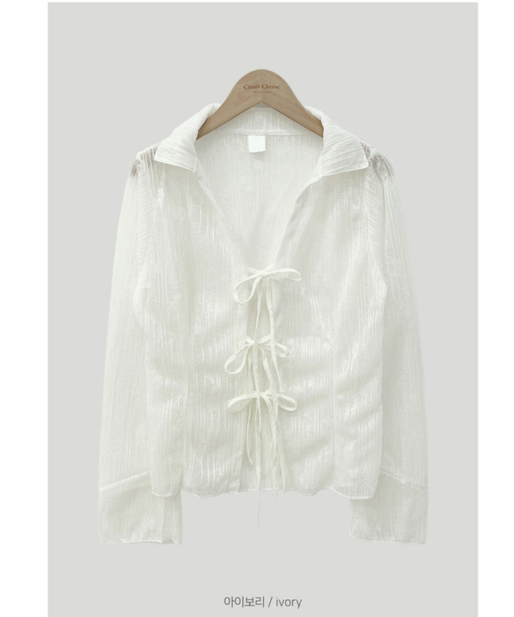 フラワーストラップシースルーブラウス