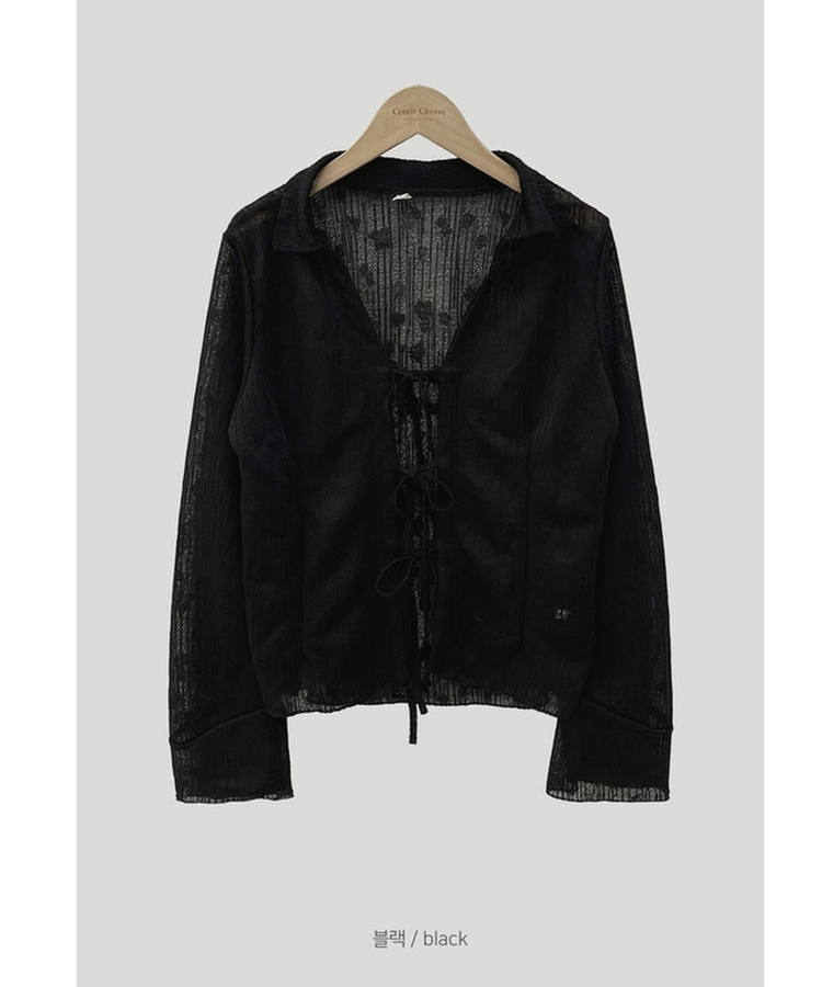 フラワーストラップシースルーブラウス