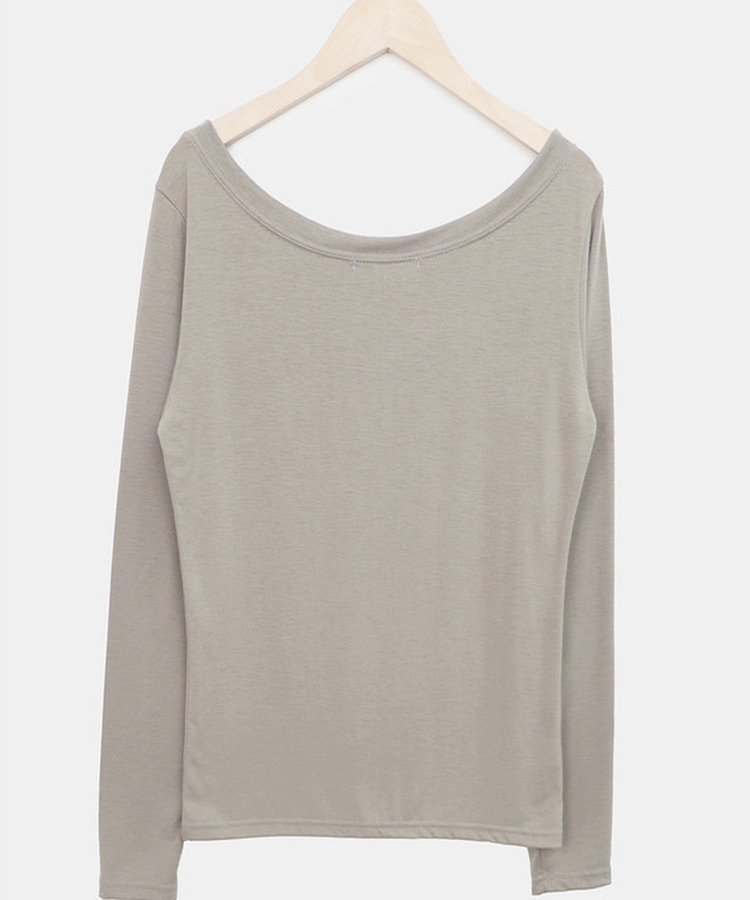 レタリングシースルーオフショルダー長袖Tシャツ