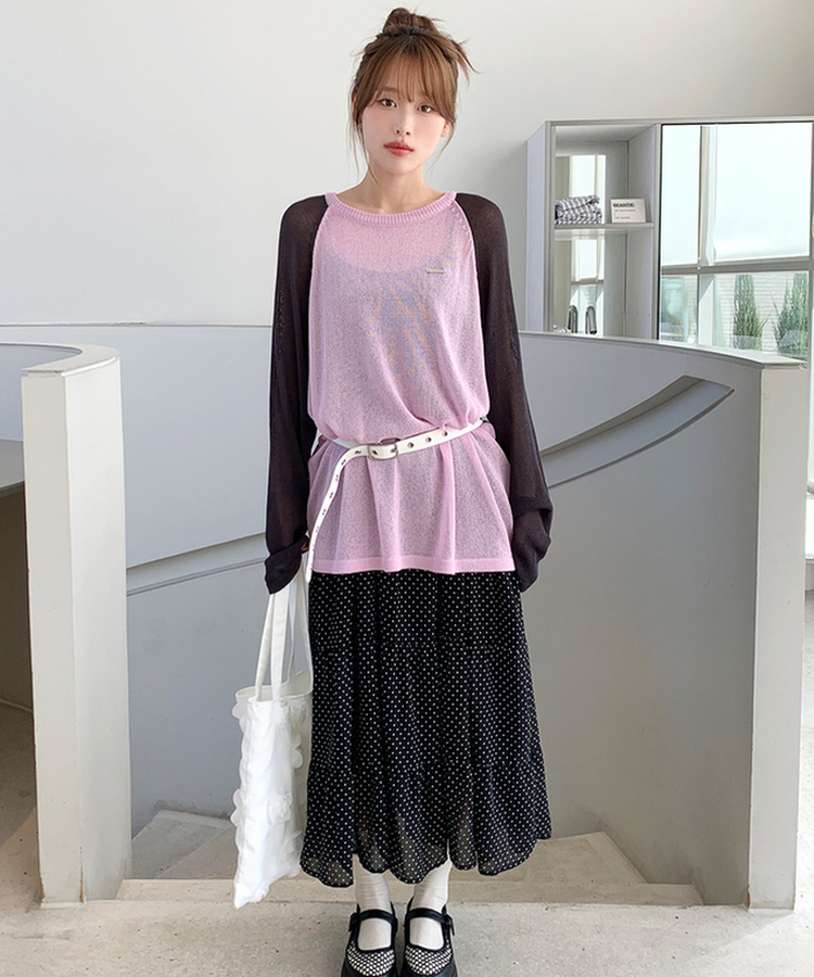 ドットティアードロングワンピース BLACK