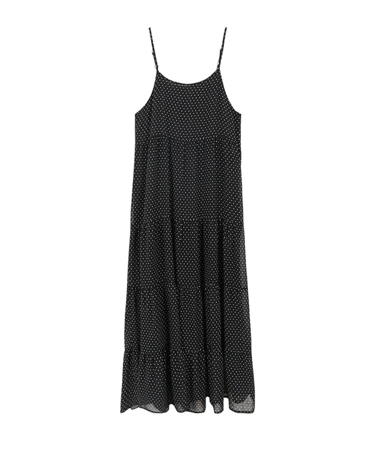ドットティアードロングワンピース