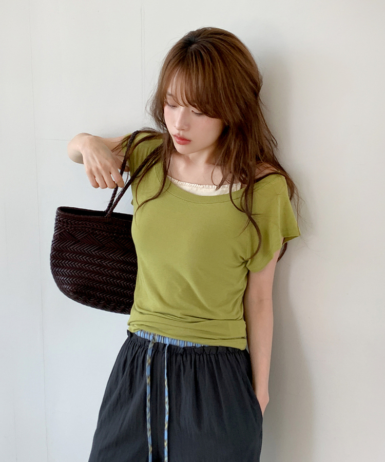レイヤード半袖Tシャツ(8color) OLIVE