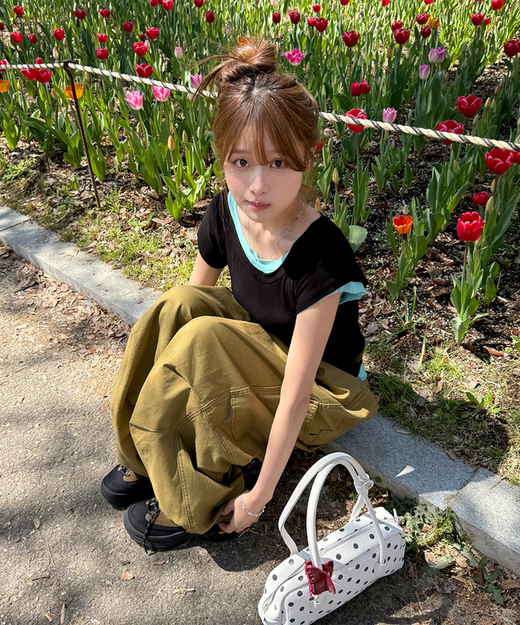 レイヤード半袖Tシャツ(8color) BLACK