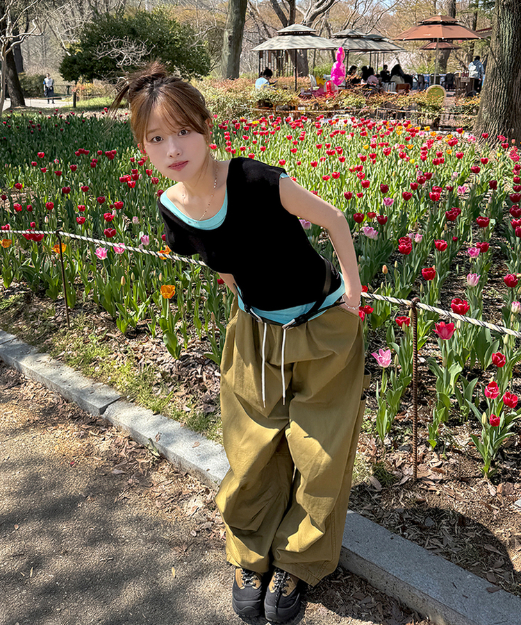 レイヤード半袖Tシャツ(8color) BLACK