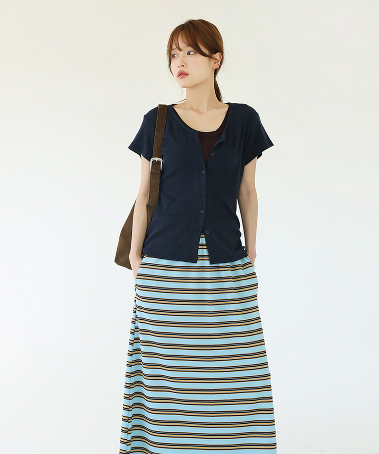 レイヤード半袖Tシャツ(8color) BROWN