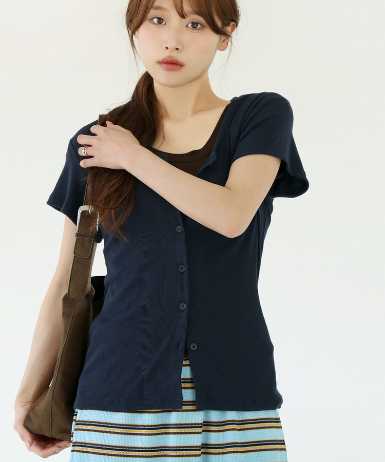 レイヤード半袖Tシャツ(8color) BROWN