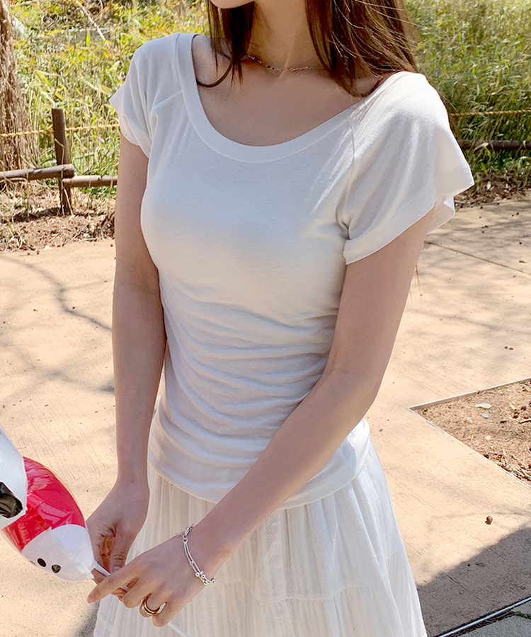 レイヤード半袖Tシャツ(8color) IVORY