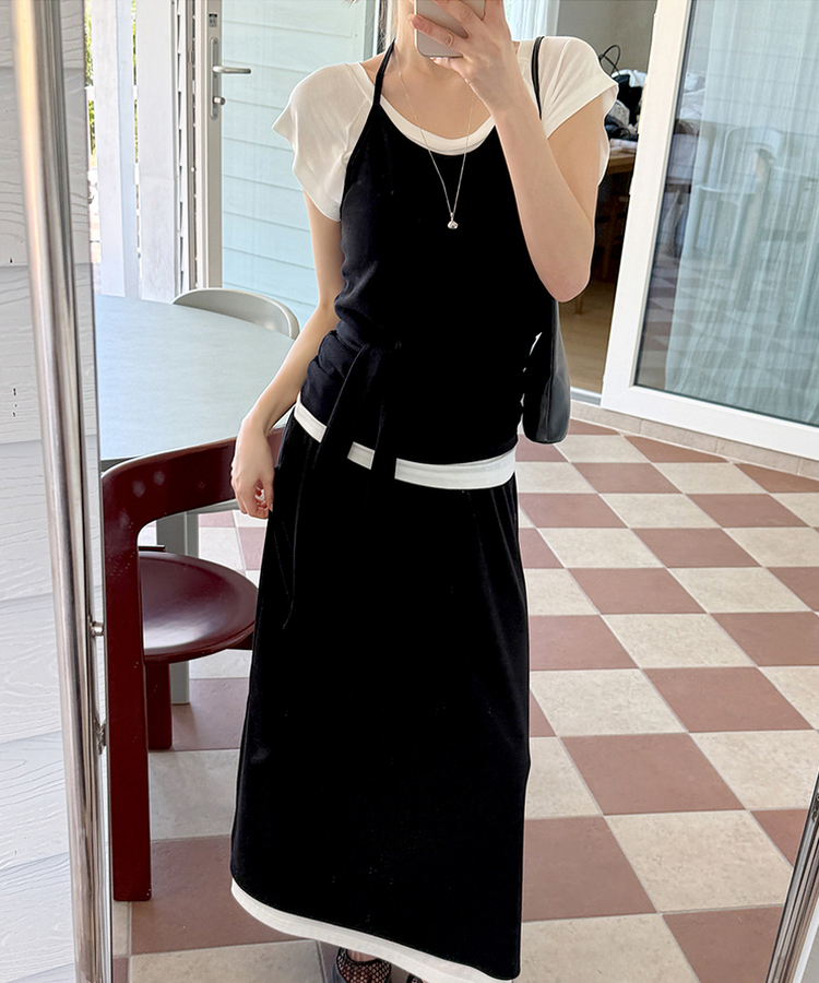 レイヤード半袖Tシャツ(8color) IVORY