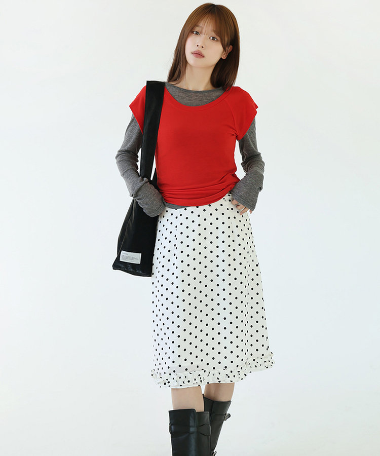 レイヤード半袖Tシャツ(8color) RED