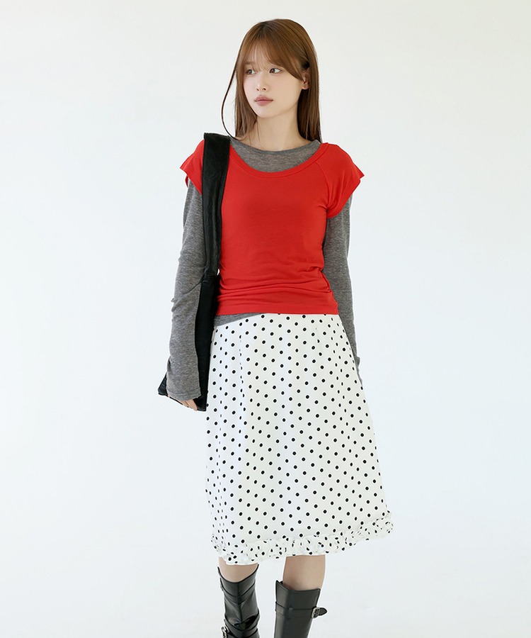 レイヤード半袖Tシャツ(8color) RED