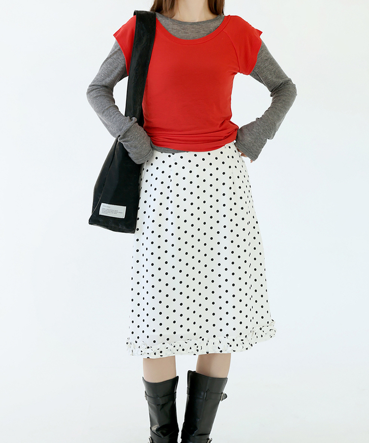 レイヤード半袖Tシャツ(8color) RED