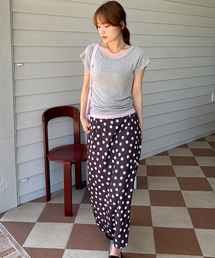 レイヤード半袖Tシャツ(8color) MELANGE GRAY