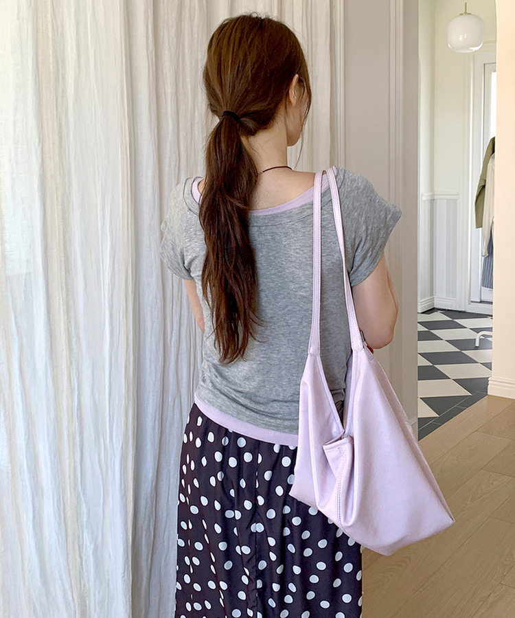 レイヤード半袖Tシャツ(8color) MELANGE GRAY