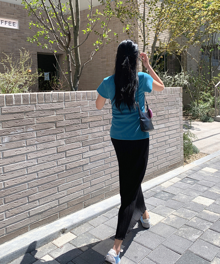 スリムリブ半袖カーデガン(6color) BLUE