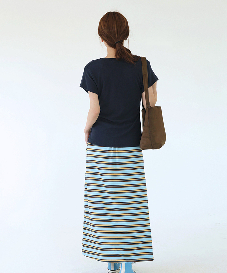 スリムリブ半袖カーデガン(6color) NAVY